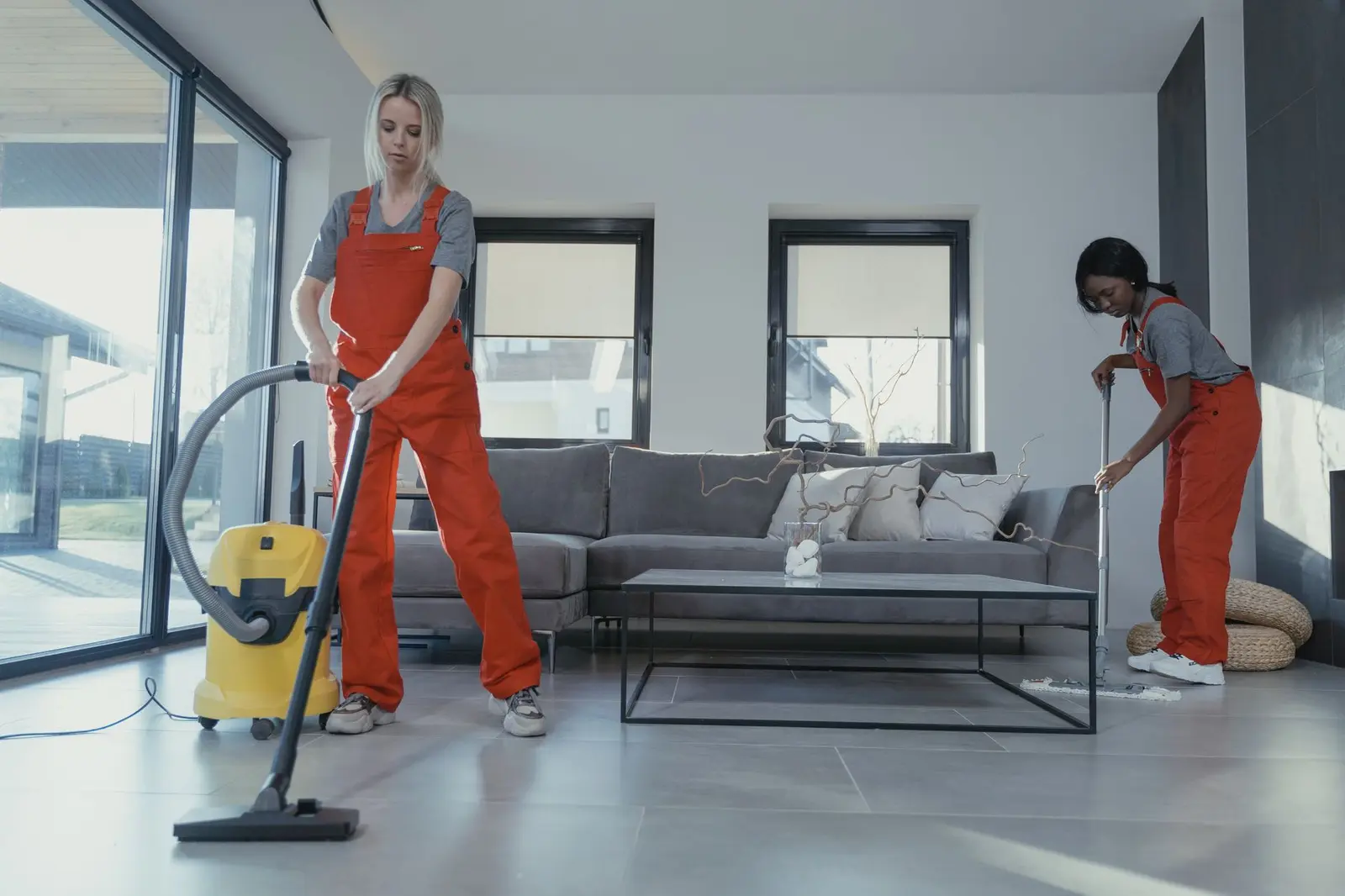 Professional cleaners at work — a West Midlands trades business we support